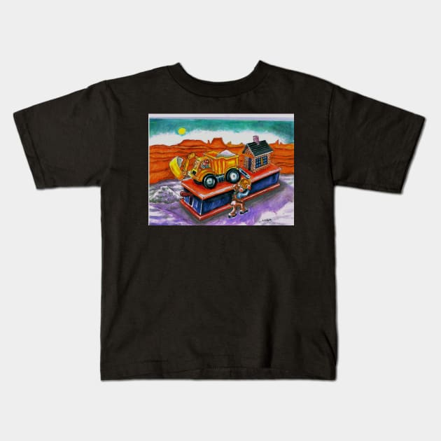 Toy Construction Bank Kids T-Shirt by ArtMagician